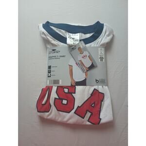 USA Crane NWT White Red Blue‎ Graphic T-shirt Mens Size Large